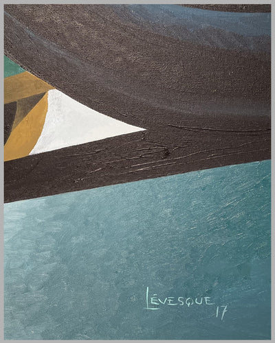 Jaguar D Type oil on canvas painting by Alain Lévesque, 2017 2