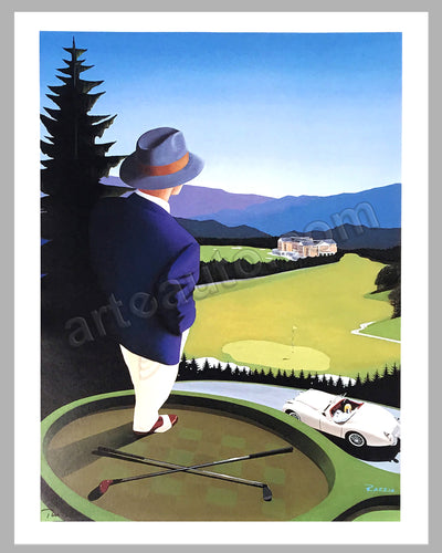 Jaguar XK 120 at the golf course poster by Razzia (project for a golf course in Japan)
