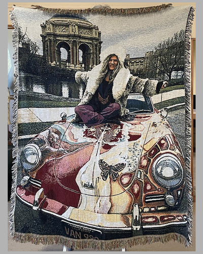 Janis Joplin and her psychedelic Porsche 356 large tapestry