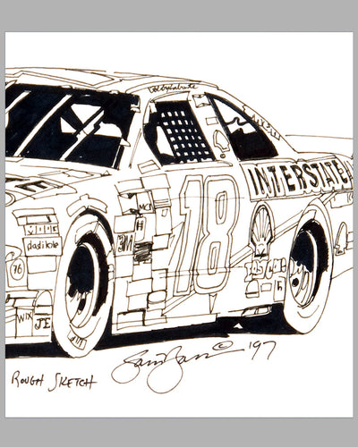 Bobby Labonte Pontiac Grand Prix drawing by Sam Bass 3