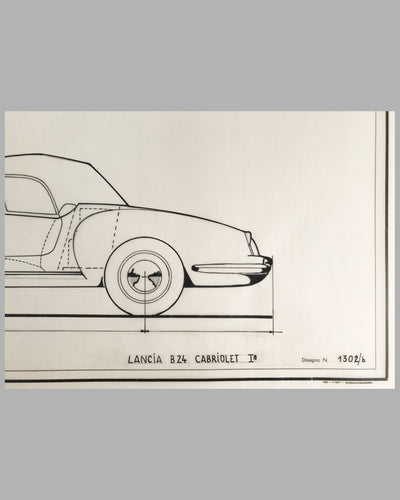 Lancia B24 Cabriolet original 1957 Pininfarina Studio drawing 2