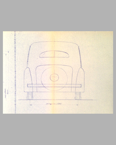 Lancia Berlina “Bilus” Aprilia blueprint from Pininfarina studio, late 1945