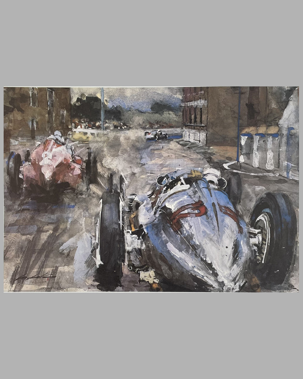 Hermann Lang in the Mercedes W.154, 1939 print by Walter Gotschke, 1980 2