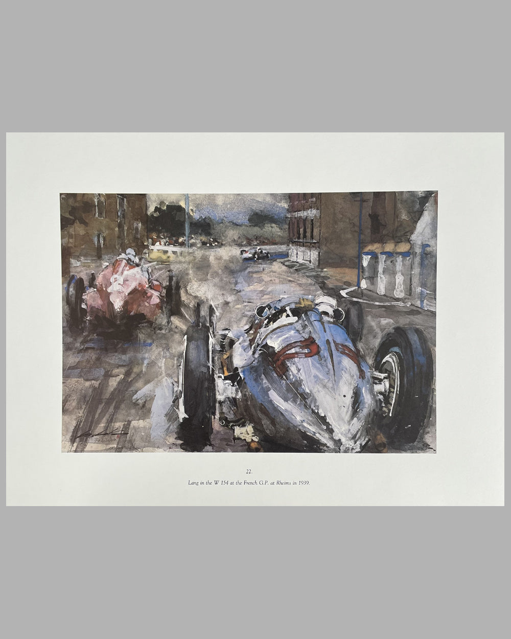 Hermann Lang in the Mercedes W.154, 1939 print by Walter Gotschke, 1980