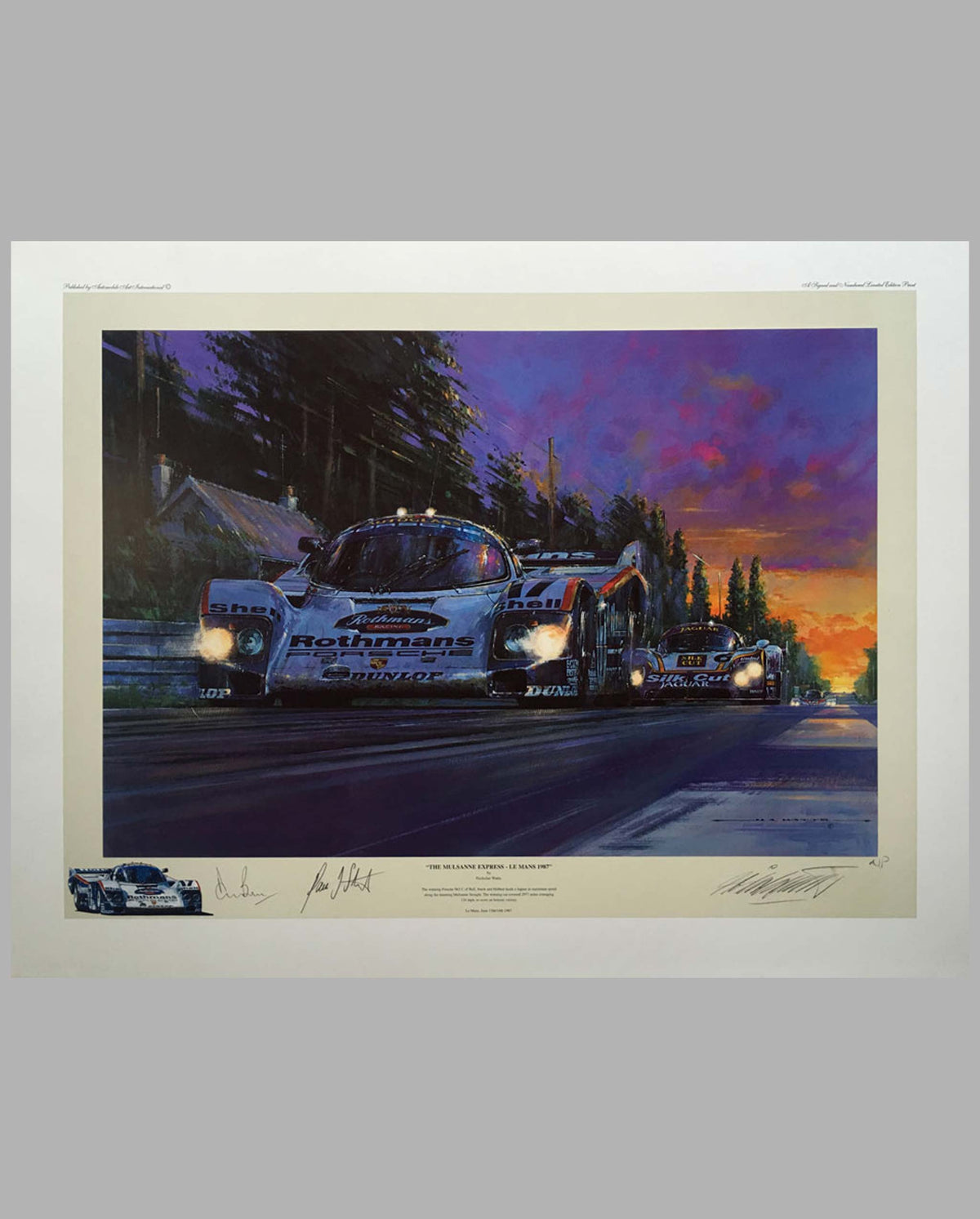 The Mulsanne Express - Le Mans 1987 - Porsche 962C - print by Nicholas Watts, autographed