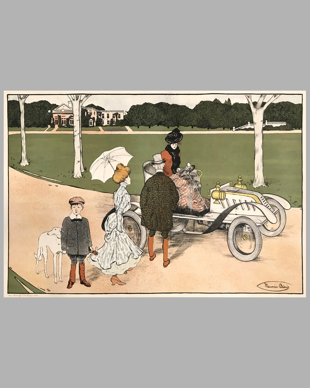 L'Elégante à l' Automobile lithograph by Maurice Biais, ca. 1905