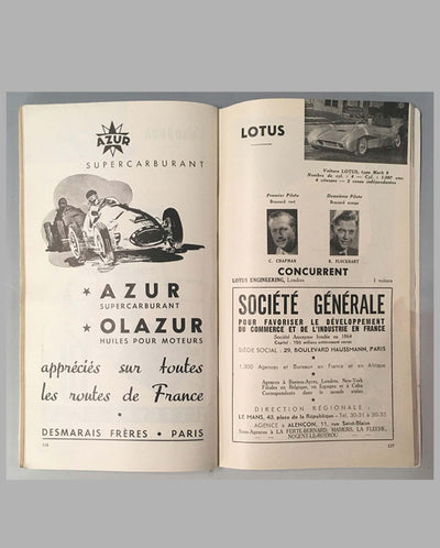 24 heures du Mans 1955 official program interior