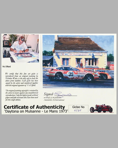 Le Mans 1973 Giclee by Nicholas Watts, autographed 2