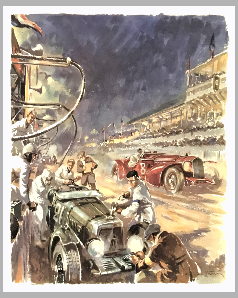 1932 Le Mans 24 Hour, 1980's print by Geo Ham, France