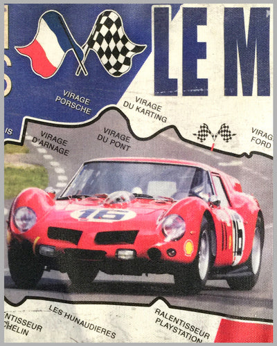 Le Mans banner printed on cloth and featuring the Ferrari Breadvan