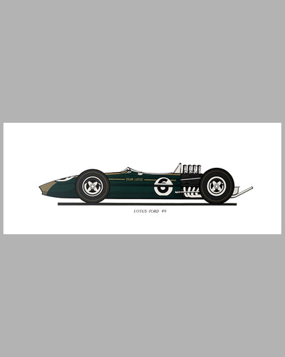 Lotus-Ford 49 long print produced in the 1970's