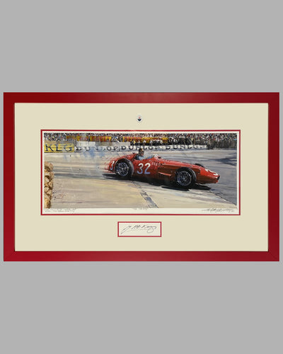 The Maestro original painting of by Nicholas Watts, hand autographed by Fangio