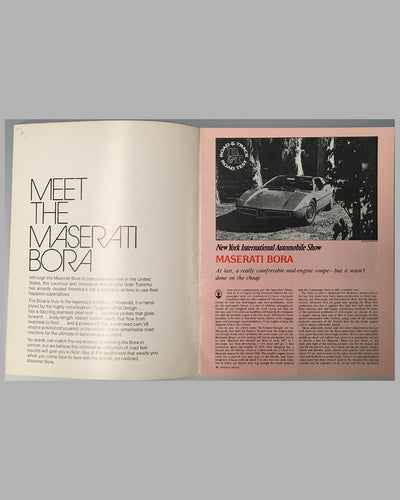 Maserati Bora factory brochure, color catalog, 1973 2