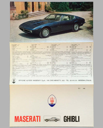 Maserati Ghibli original factory brochure open