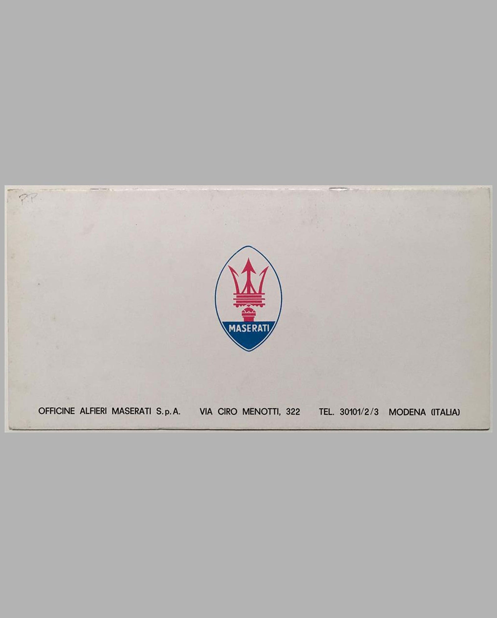 Maserati Mistral brochure, factory original, back
