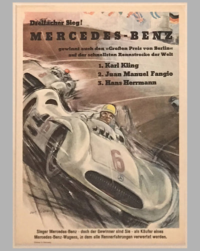 Four Mercedes Benz victory posters by Hans Liska 1954 - 1955 2