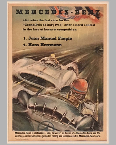 Four Mercedes Benz victory posters by Hans Liska 1954 - 1955 3