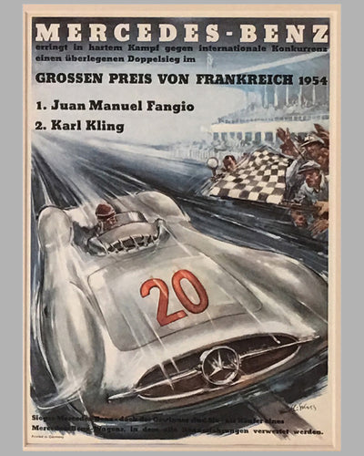 Four Mercedes Benz victory posters by Hans Liska 1954 - 1955 4