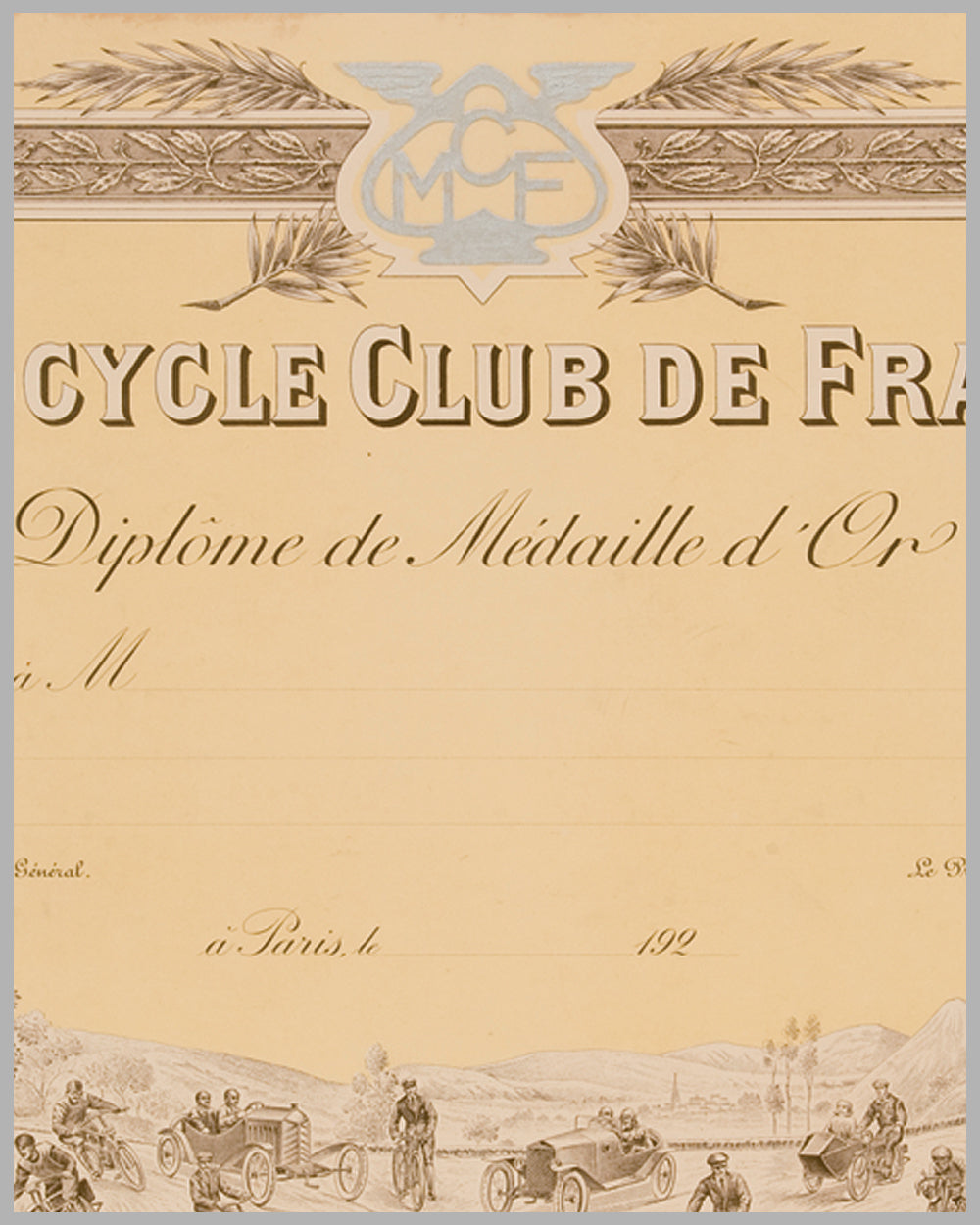 Motocycle Club de France Diplome original by Langlois 3