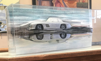 Mercedes 300 sculpture by Dennis Hoyt, 1991 autographed by Stirling Moss