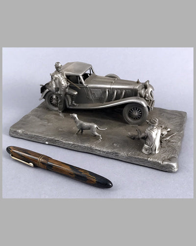 1929 Mercedes-Benz 500 SSK pewter sculpture by Raymond Meyers