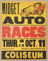 1940’s Midget Auto races original event poster