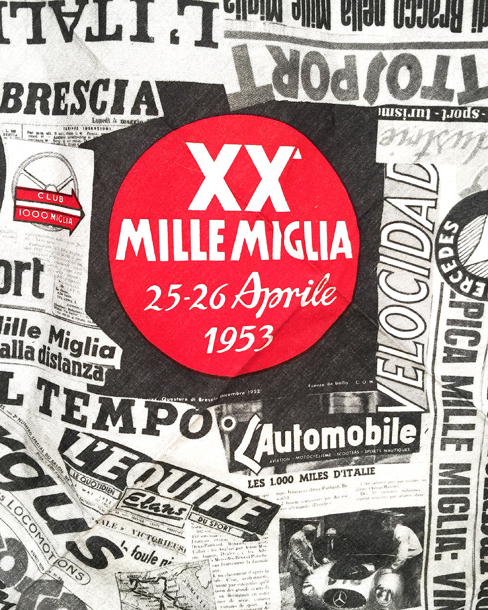 1953 Mille Miglia period scarf for this famous Italian event