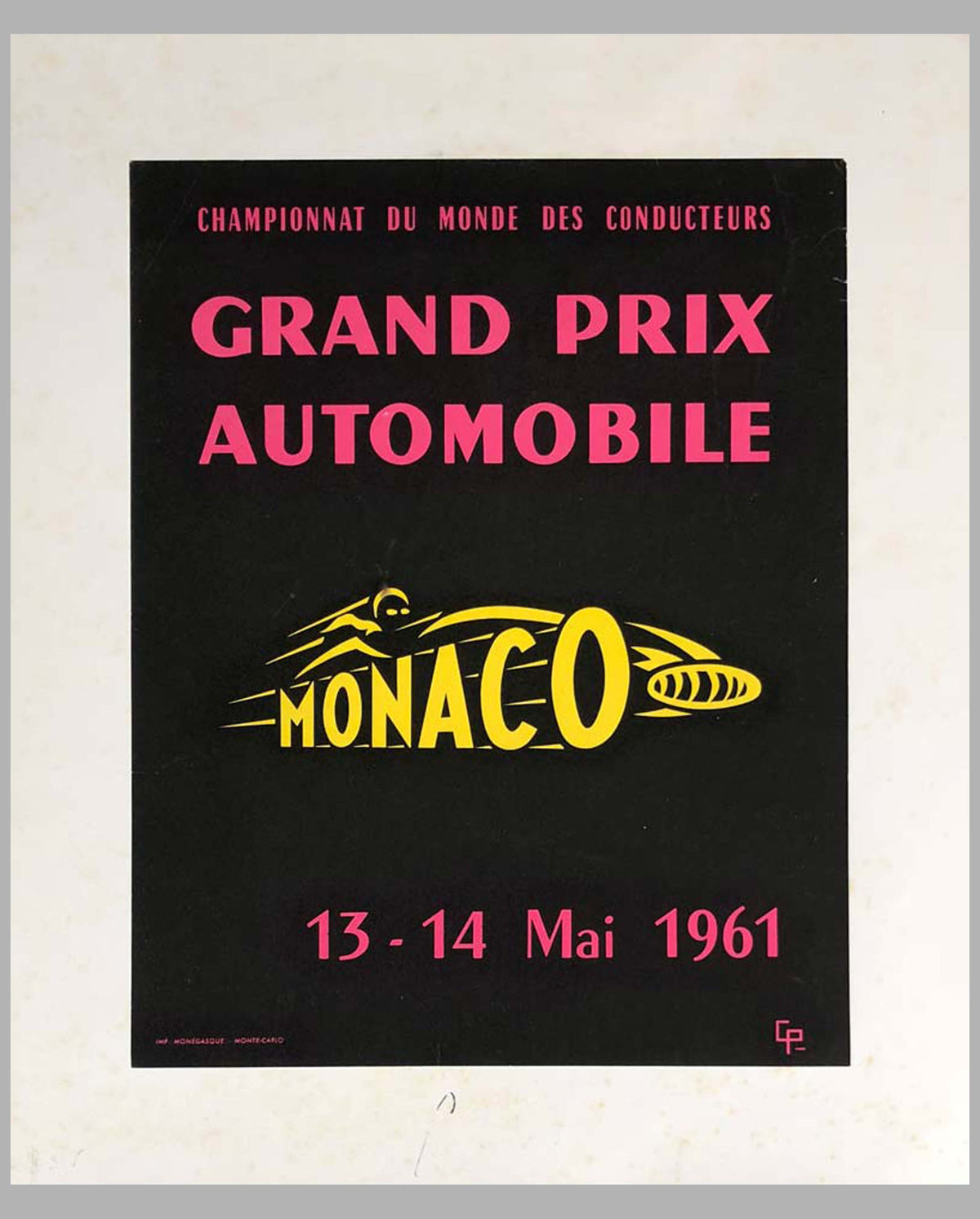 1961 G.P. of Monaco original advertising Poster