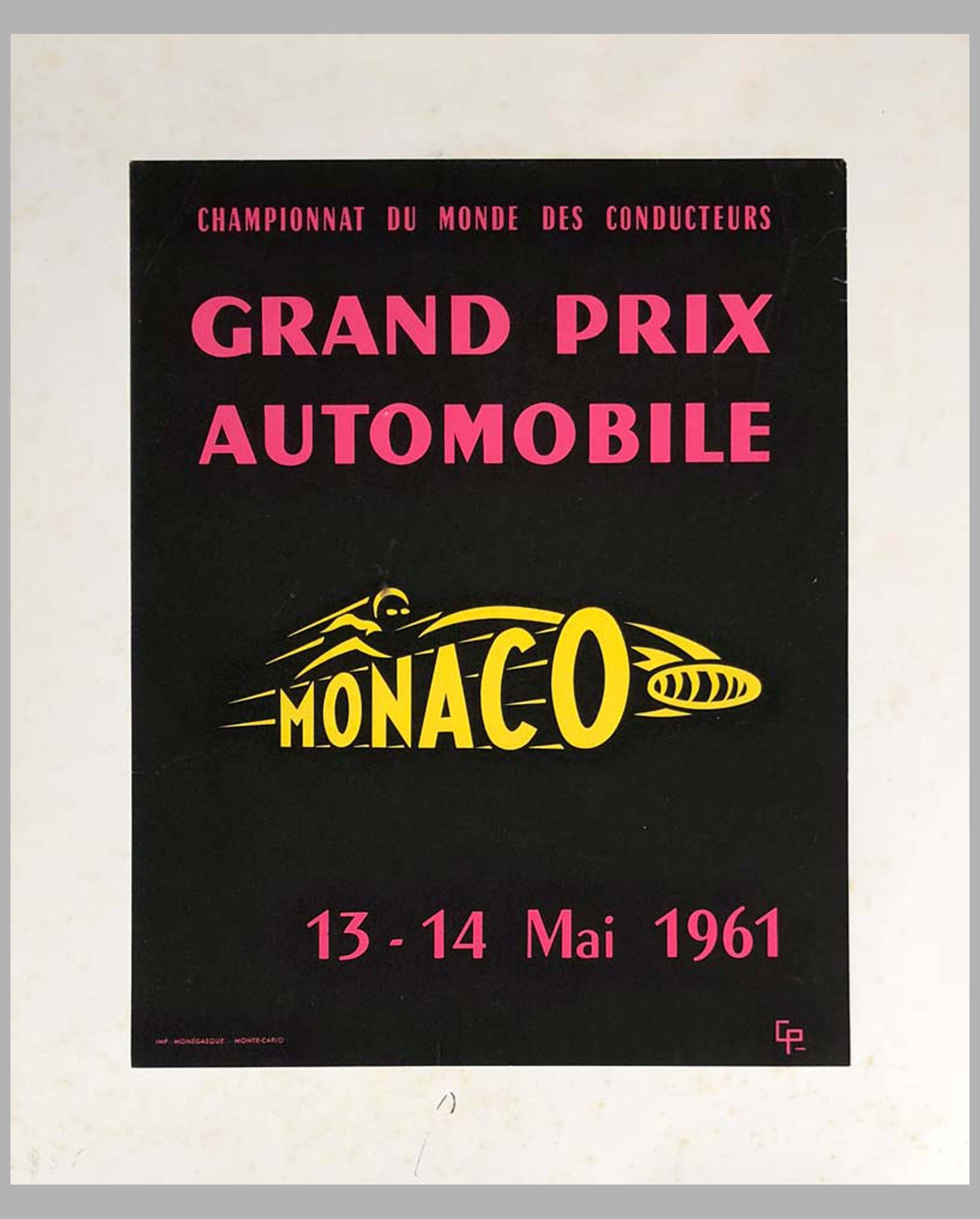 1961 G.P. of Monaco original advertising Poster