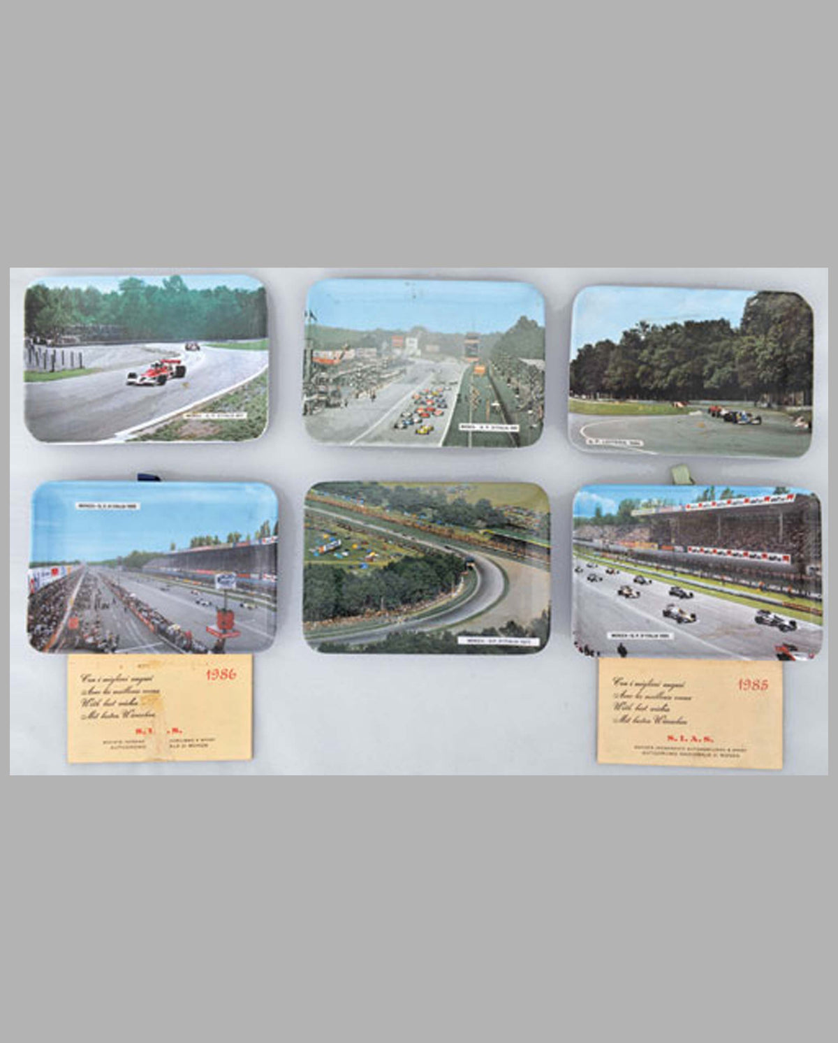 Grand Prix of Monza souvenir trays from 1971-85, lot of 6