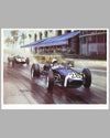 Moss Wins Monaco 1960 print by Michael Turner (UK), 1989, signed by artist & autographed by Innes Ireland