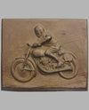 Motorcycle Racer bronze plaque by M. Bertin