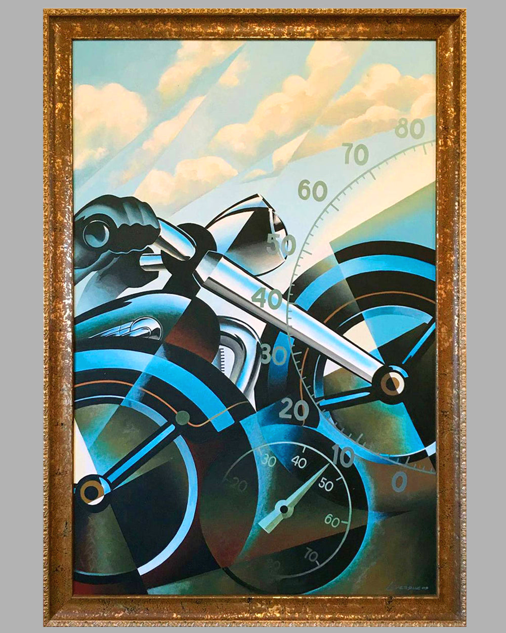 Motorcycles large painting by Alain Lévesque