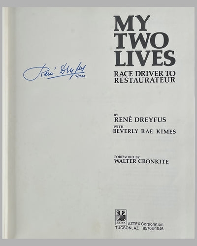 My Two Lives autographed book by Rene Dreyfus w/ Beverly Rae Kimes, 1st edition, 1983 2