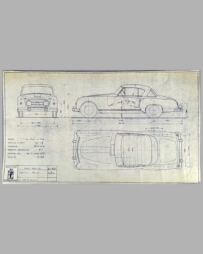 Nash Healy original working blueprint by the Pininfarina Studio