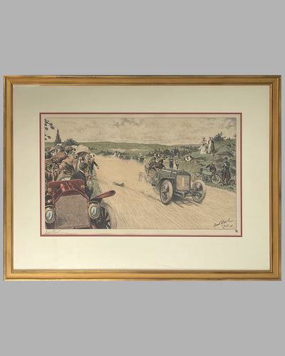 Coupe Gordon Bennett 1905 large original lithograph by Andre Nevil