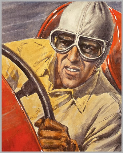 Tazio Nuvolari portrait by Walter Molino 2