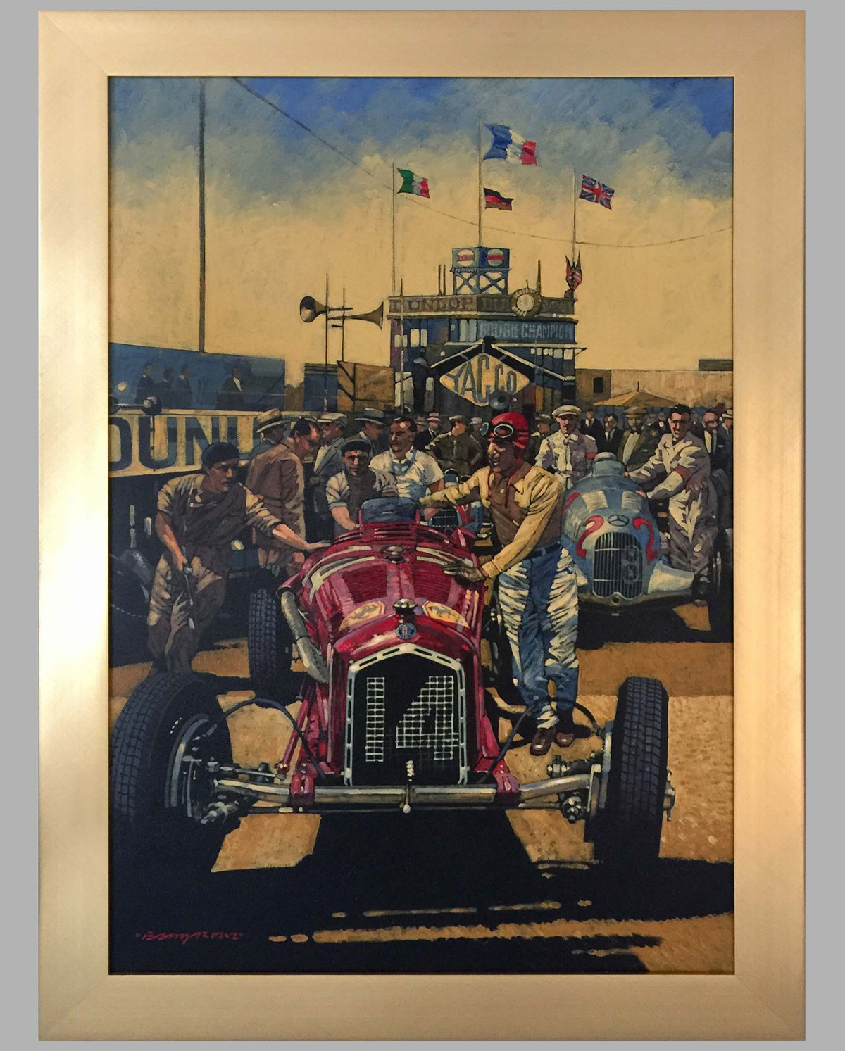 Tazio Nuvolari’s Alfa Romeo P3, Acrylic Painting on Canvas by Barry Rowe