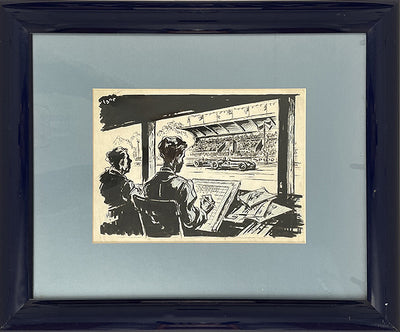 "On the Pit Wall" original illustration by George Lane
