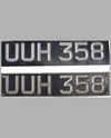 Pair of British License Plates UUH 358