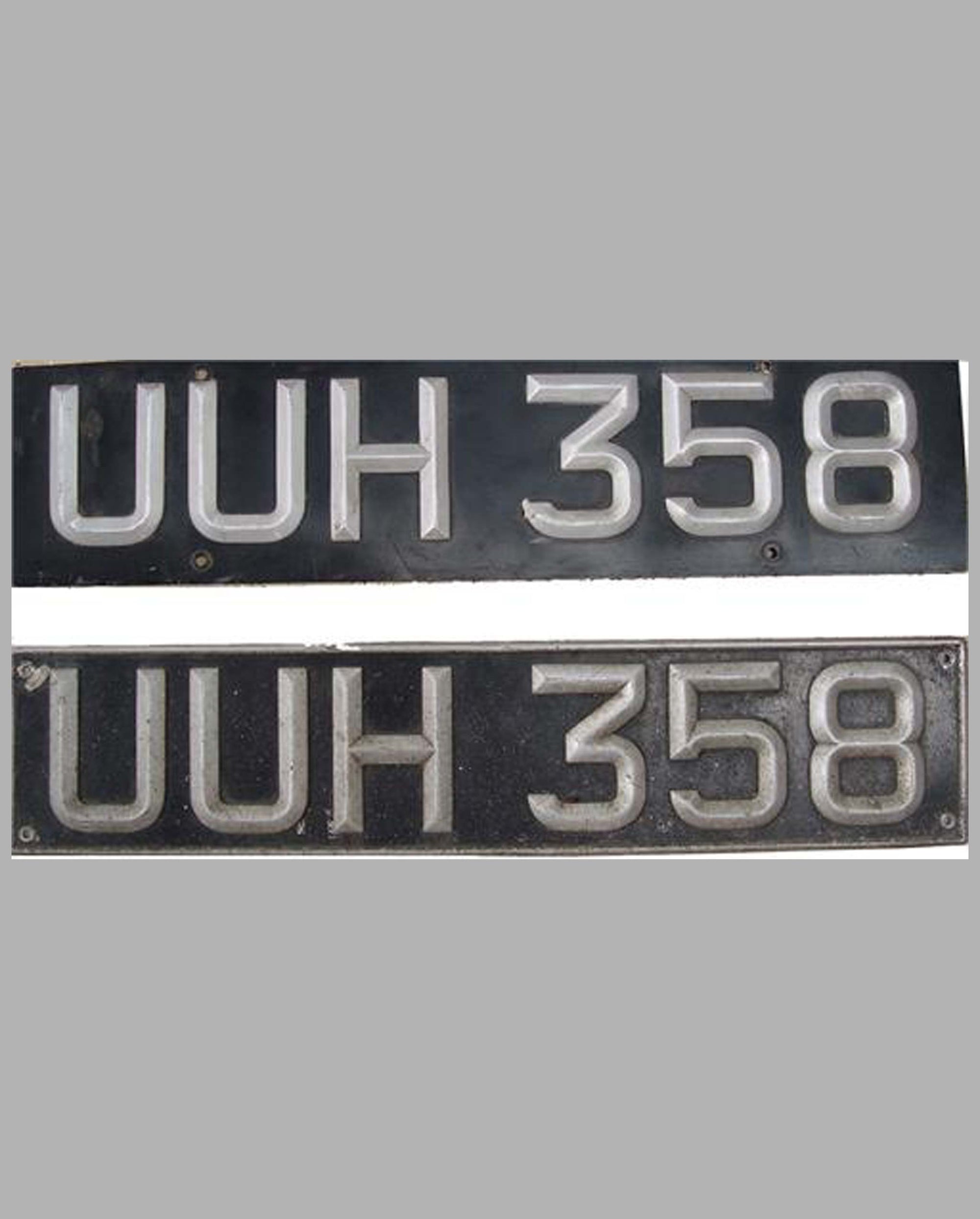 Pair of British License Plates UUH 358