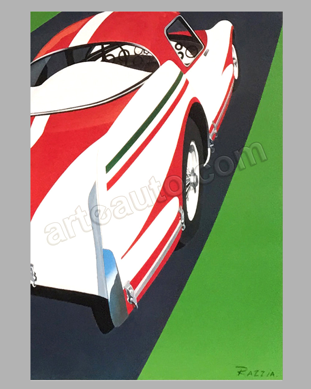 Louis Vuitton Concourse Bagatelle 1997 Ferrari Race Art Print Poster 17in x  22in