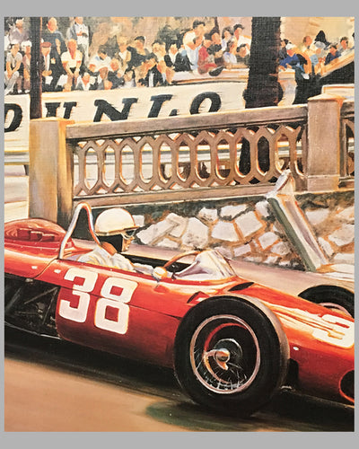 Phil Hill’s Ferrari print at the Grand Prix of Monaco by Denis Vipre, Autographed by Phil Hill 3