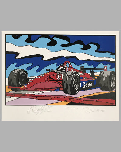 Pole Winner serigraph by R. Masters, autographed by Luyendyk