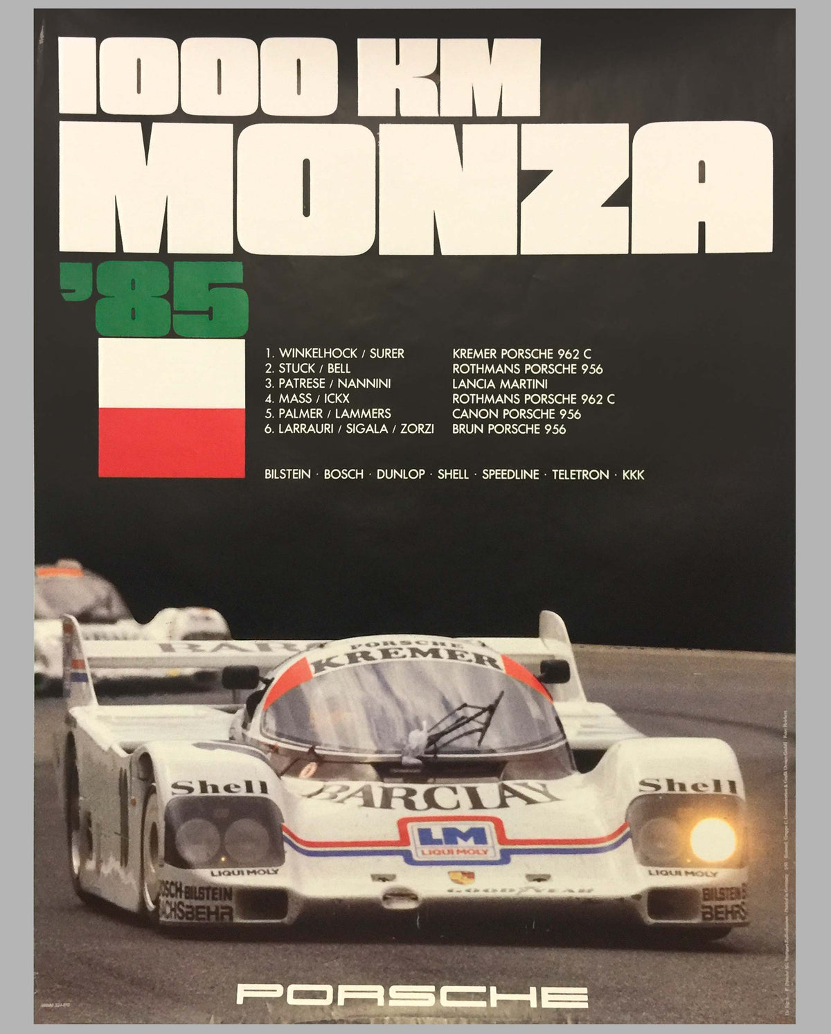 1985 1000 KM of Monza Porsche Victory Poster