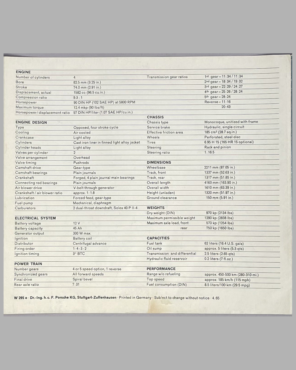 1965 Porsche 912 factory sales brochure 3