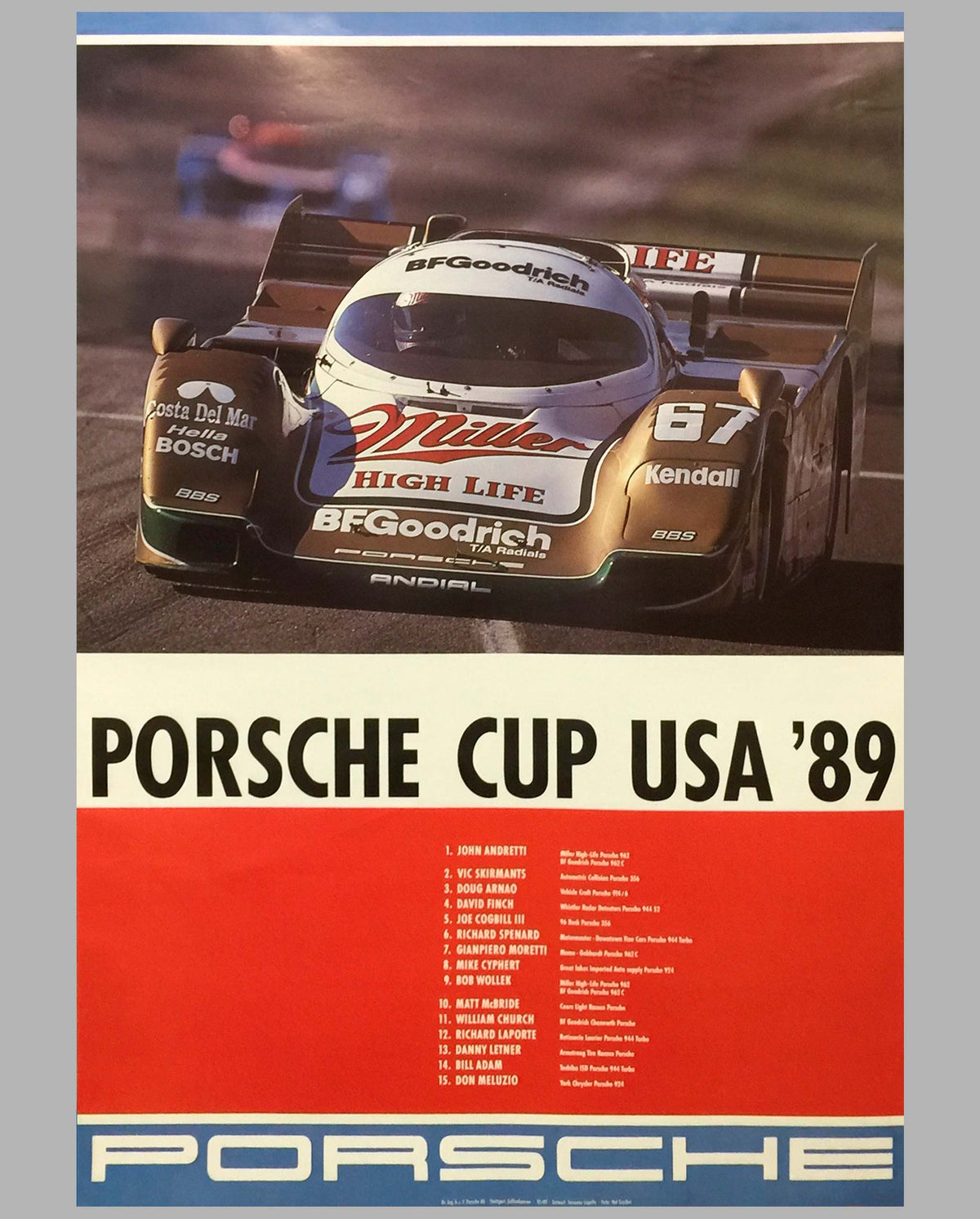 1989 Porsche Cup USA John Andretti Victory Poster