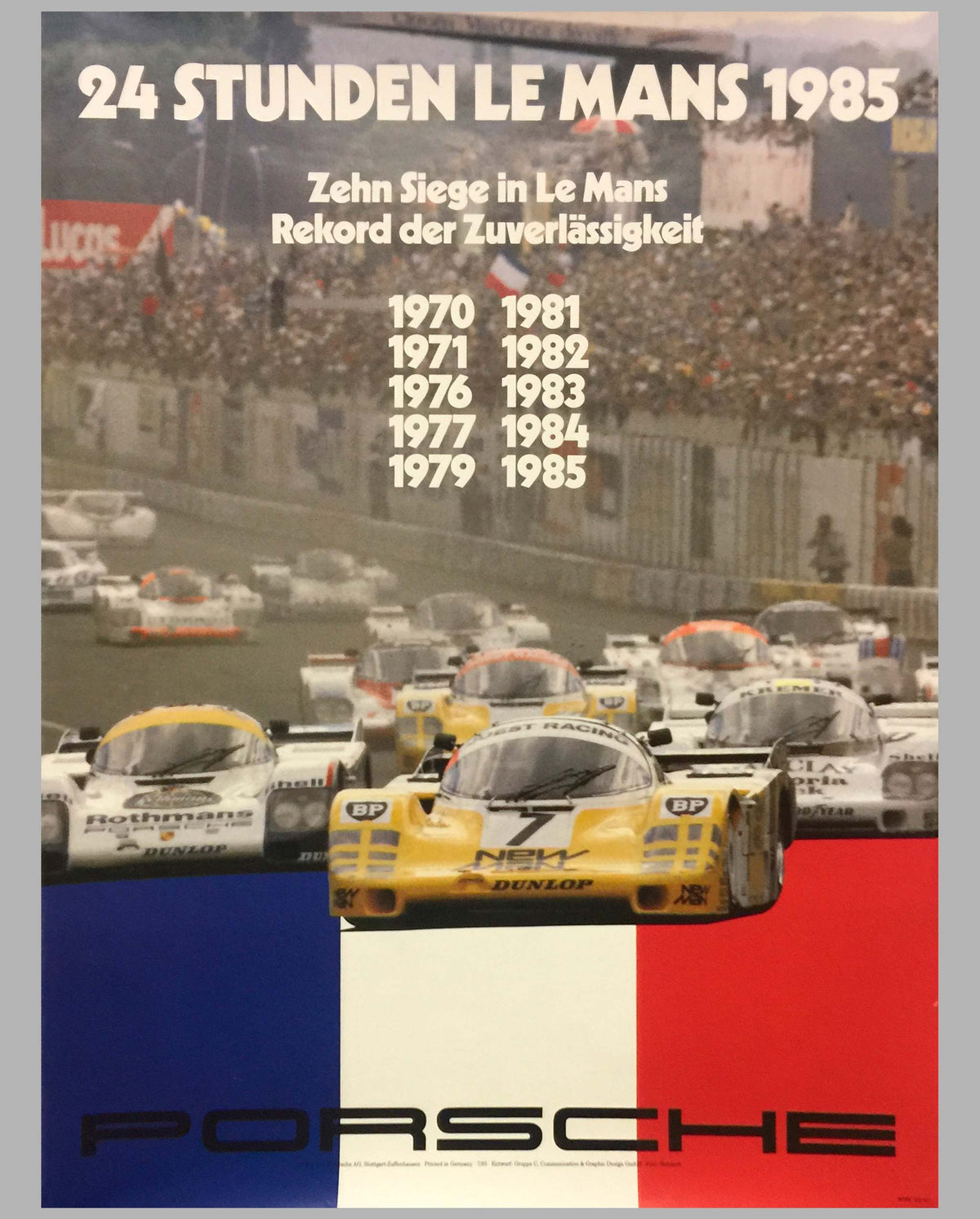 1985 24 Hours of Le Mans Porsche Victory Poster