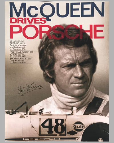 Steve McQueen drives Porsche reproduction poster