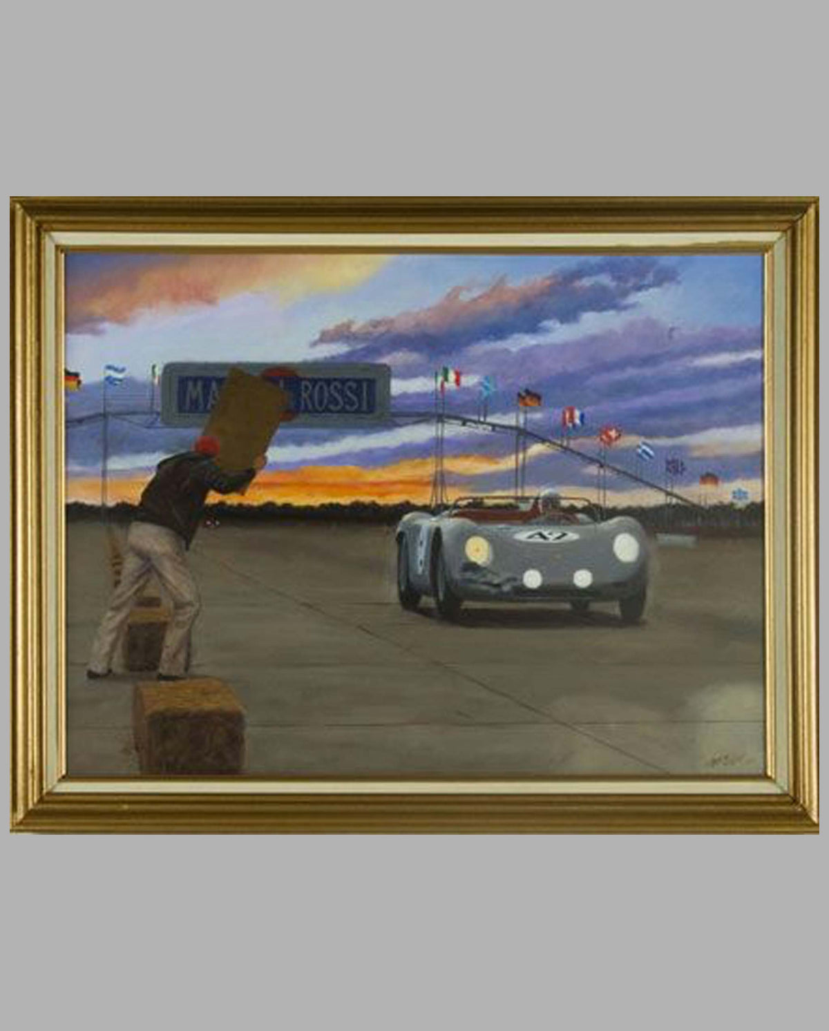 Porsche Wins Sebring-1960 oil on canvas painting by Fred Stout 